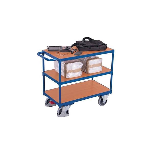 Table trolley for heavy loads with 3 shelves